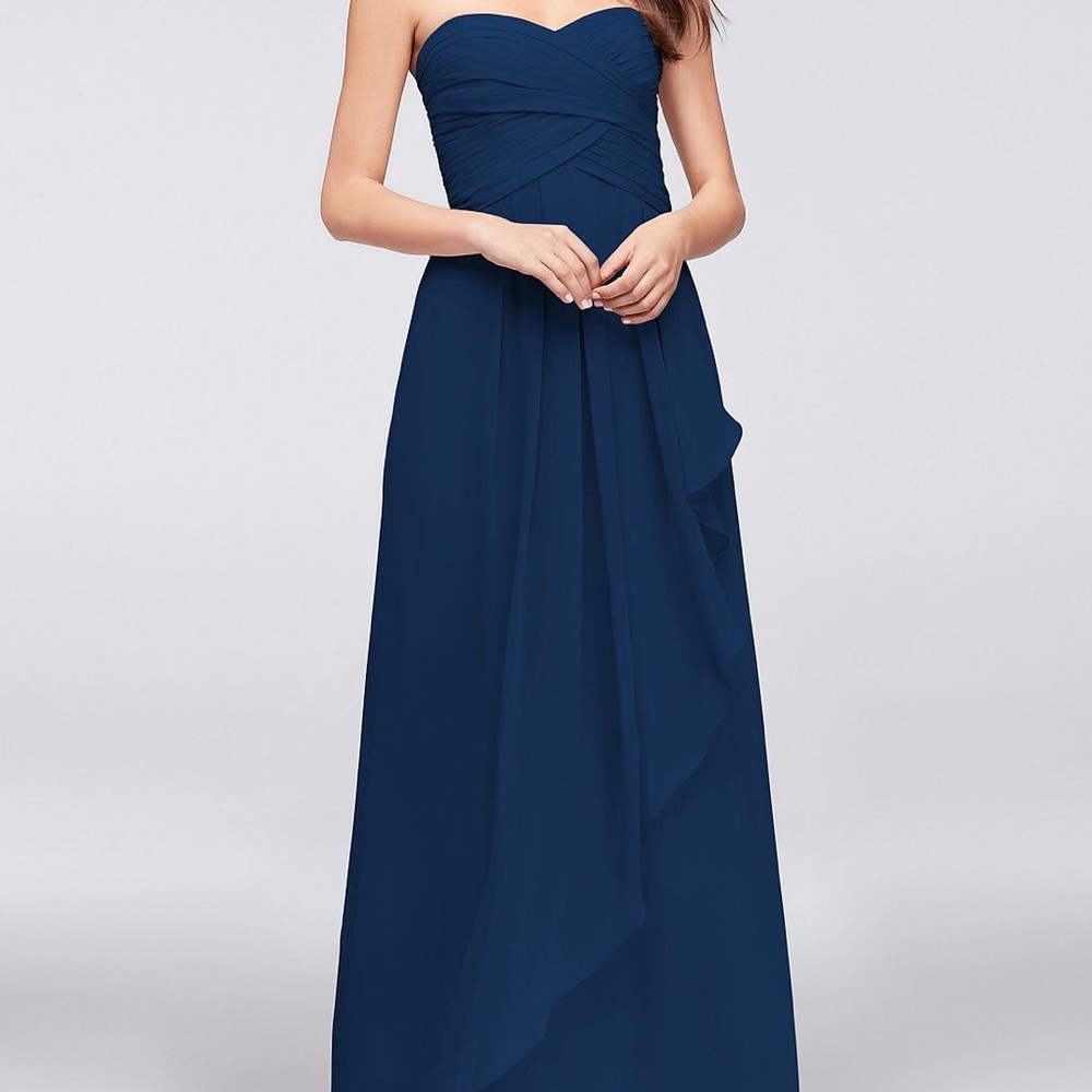 Navy David’s bridal bridesmaids dress. Worn once.
